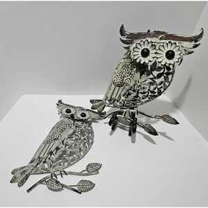 Owls Rustic Metal Wall Decor Set Of 2 Whimsical